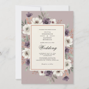 Verzauberte Mauve-Hochzeit Einladung