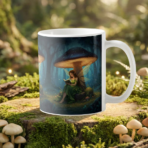 Verzauberte Nachtfee beim Lesen eines Buches Kaffeetasse