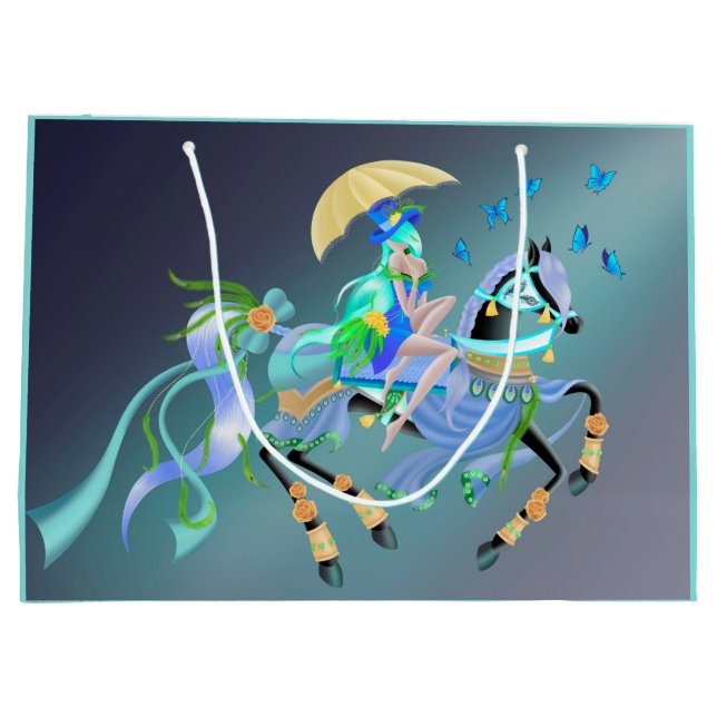 Verzauberte Pferdereiten Große Geschenktüte (Rückseite)