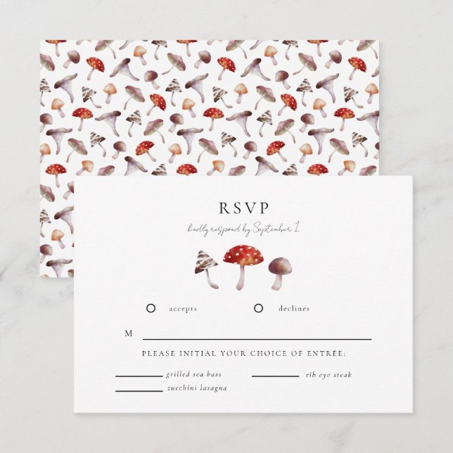 Verzauberte Pilze-Hochzeitkarte für RSVP Karte (Vorne/Hinten)