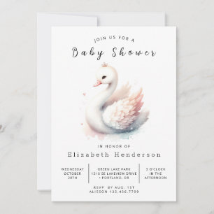 Verzauberte Printable Swan Baby Dusche Einladung