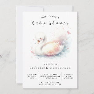 Verzauberte Printable Swan Baby Dusche Einladung