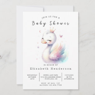 Verzauberte Printable Swan Baby Dusche Einladung