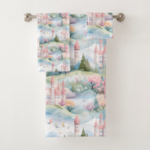 Verzauberte Prinzessinnen Burg Landschaft - Badhandtuch Set