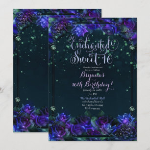 Verzauberte Purple Green Garden Glow Sweet 16 Einladung