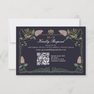 Verzauberte Raben-Lilien-Gotische-Hochzeits-RSVP RSVP Karte