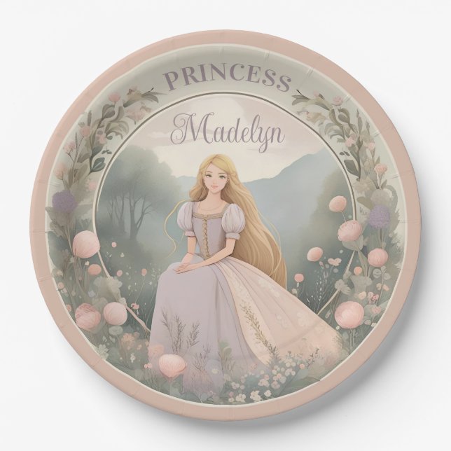Verzauberte Rapunzel Princess Pappteller (Vorderseite)