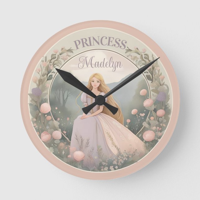 Verzauberte Rapunzel Princess Runde Wanduhr (Vorderseite)