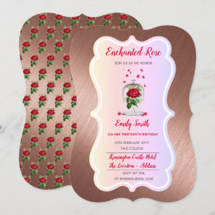 VERZAUBERTE ROSE Geburtstagseinladung Märchen Einladung