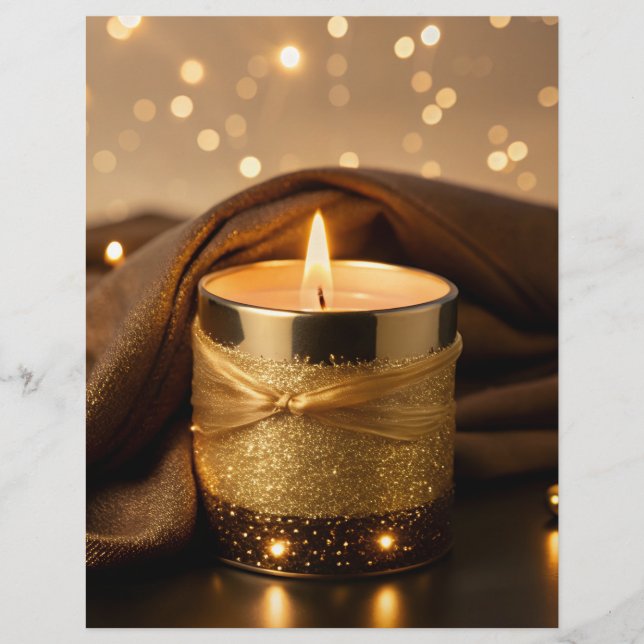 Verzauberte Rose-Gold-Glitzer-Kerze Briefbogen (Vorderseite)