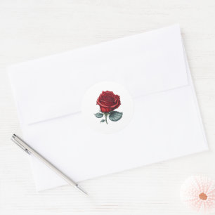 Verzauberte Rose Runder Aufkleber