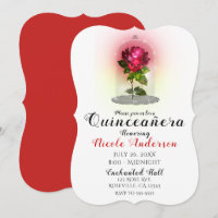 Verzauberte Rote Rose Funkelnd Quinceañera Party