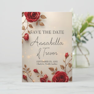 Verzauberte rote Rosen und Lichter Romantische Hoc Save The Date