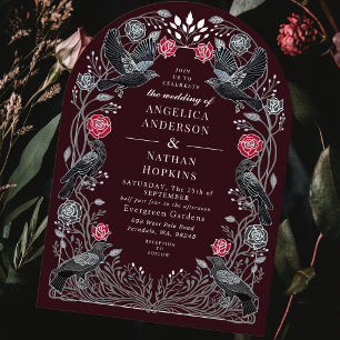 Verzauberte rote schwarze Rosen Gothic Hochzeit Ac Einladung
