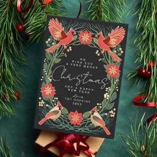 Verzauberte rustikale Kardinäle Weihnachtskarte