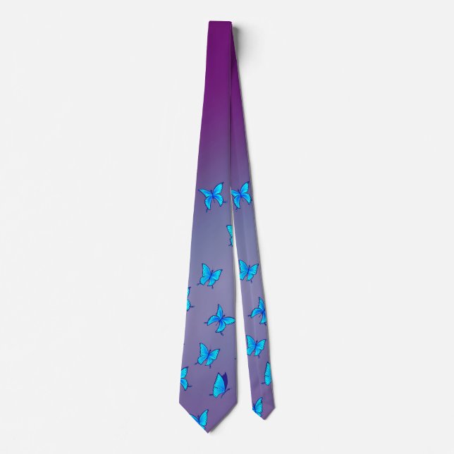 Verzauberte Schmetterlinge Lila Neck Tie Krawatte (Vorderseite)