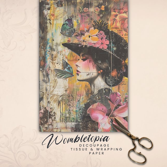 Verzauberte SchmetterlingsLady | Floral Ephemera C Seidenpapier (Von Creator hochgeladen)