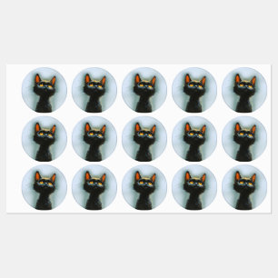 Verzauberte schwarze Katze Etiketten