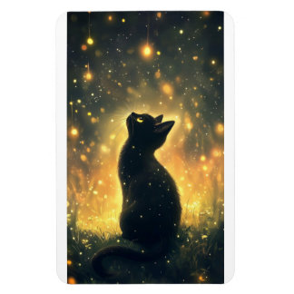Verzauberte schwarze Katze mit Feuerwerk Magnet