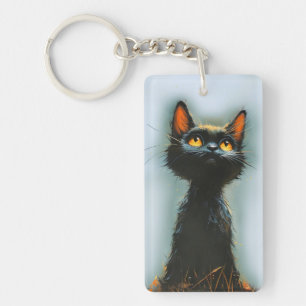 Verzauberte schwarze Katze Schlüsselanhänger