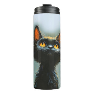 Verzauberte schwarze Katze Thermosbecher