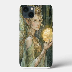 Verzauberte Smaragd-Fee-Kristallkugel Fantasy-Kuns iPhone 13 Hülle