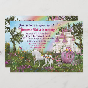 Verzauberte Unicorn-Schloss-Prinzessin Party Einladung