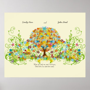 Verzauberte Wald-Liebeshochzeitskreis Baum Poster