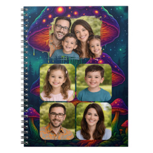 Verzauberte Wald-Pilz-Familien-Collage Notizblock