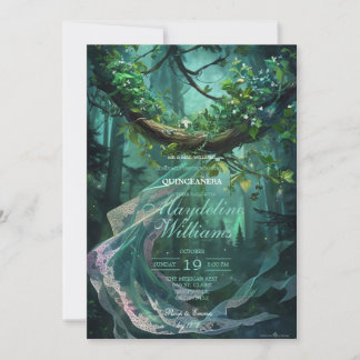 Verzauberte Wald-Quinceañera-Einladung Einladung