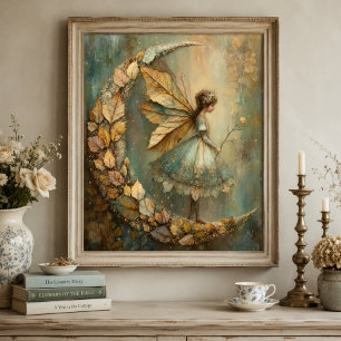 Verzauberte Waldblatt-Fee Fantasy-Kunst Poster