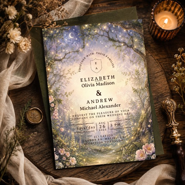 Verzauberte Waldfee-Hochzeit Einladung (Von Creator hochgeladen)