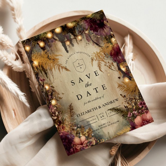 Verzauberte Waldlichter Florale Hochzeit Save The Date (Von Creator hochgeladen)