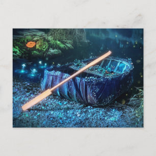 Verzauberte walisische Coracle - Biolumineszente K Postkarte