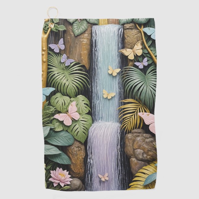 Verzauberte Wasserfall-Oase Golfhandtuch (Vorderseite)