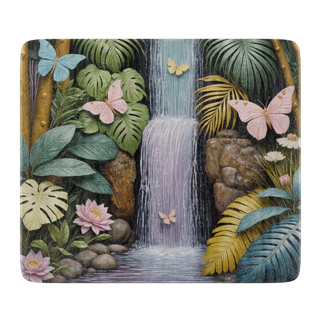 Verzauberte Wasserfall-Oase Schneidebrett (Vorderseite)