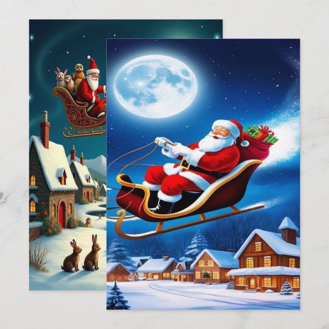 Verzauberte Weihnachts-Winterdorf-Hintergrundbild  Feiertagskarte (Vorne/Hinten)