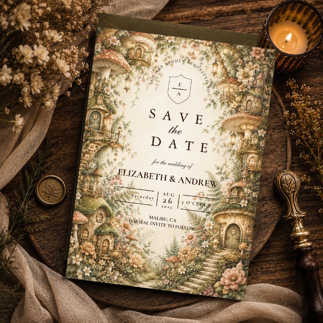 Verzauberte Whimsical Waldhochzeit Save The Date (Von Creator hochgeladen)