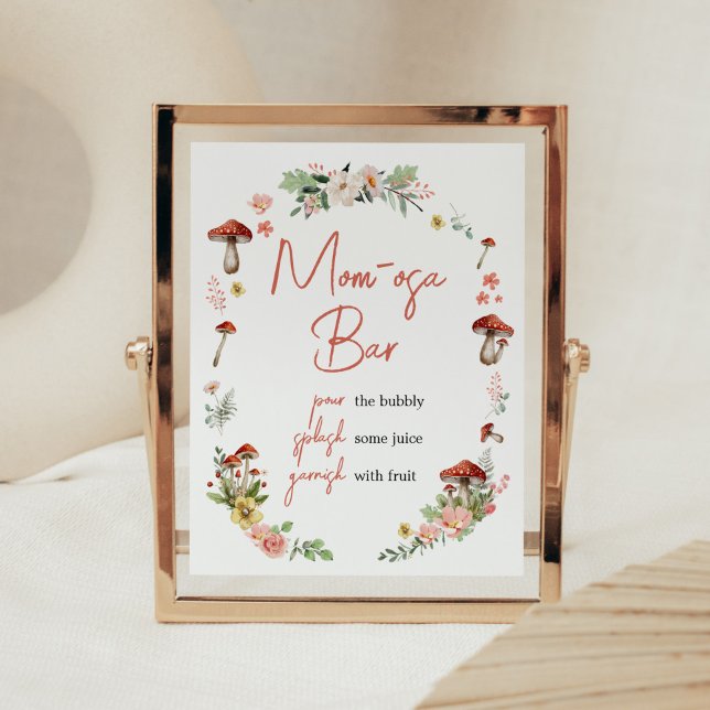 Verzauberte Wildblume Mushroom Mama Osa Bar Poster (Enchanted Mushroom Baby Shower Mom Osa Bar Sign)
