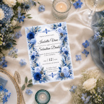 Verzauberte winterliche blaue Eleganz-Hochzeit