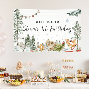 Verzauberte Winterwald-Geburtstagsbegrüßung Banner