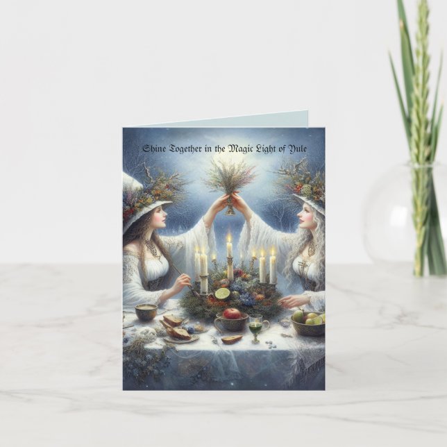 Verzauberte Yule-Feier Flach-Weihnachtskarte Feiertagskarte (Vorderseite)
