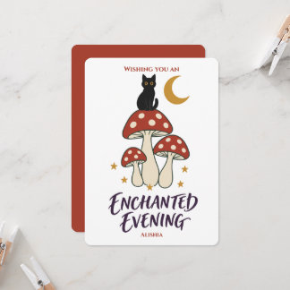 Verzauberter Abend mit himmlischer schwarzer Katze Karte