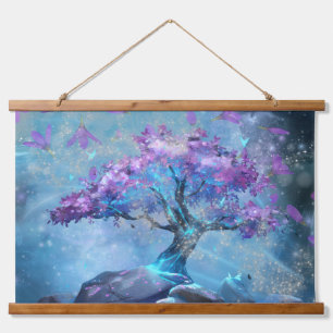 Verzauberter Baum Wandteppich Mit Holzrahmen