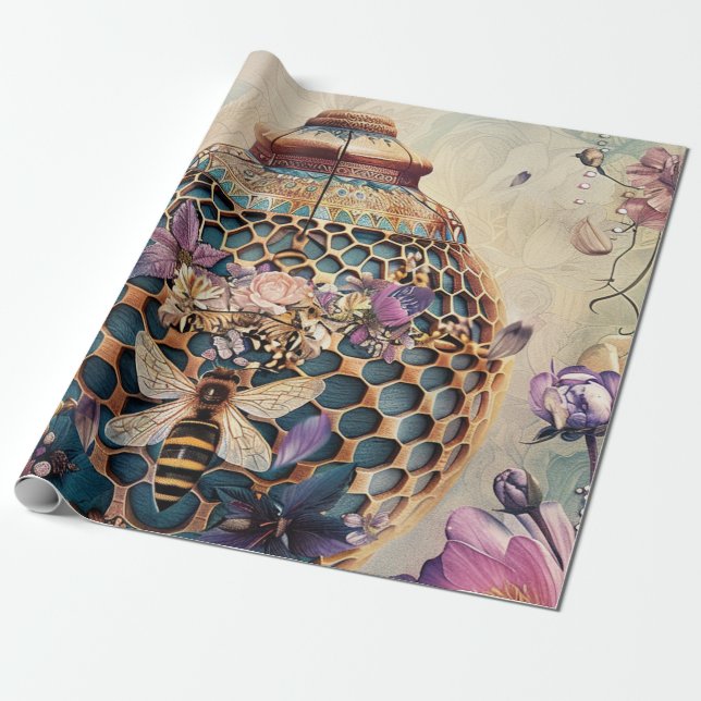 Verzauberter Bienen-Garten-Fantasy (6) Geschenkpapier (Ungerollt)