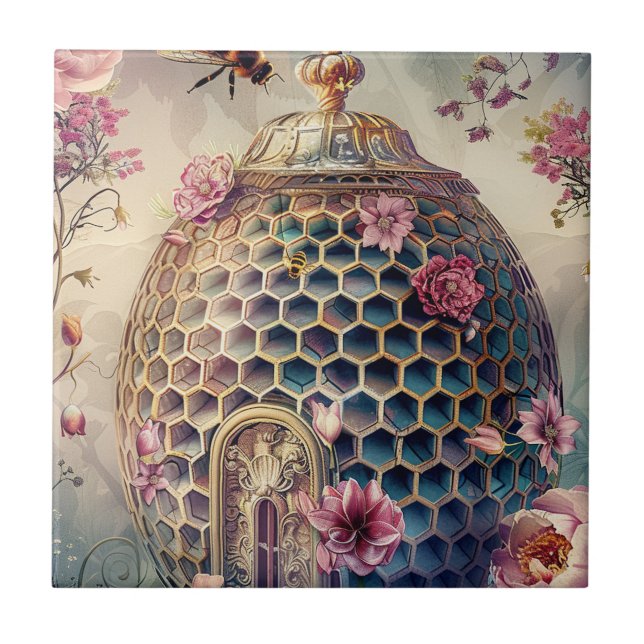 Verzauberter Bienen-Garten Fantasy (7) Fliese (Vorderseite)