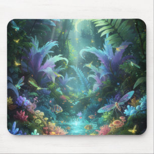 Verzauberter biolumineszenter Wald Magischer Dschu Mousepad