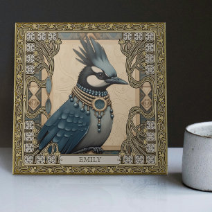 Verzauberter blauer Jay Spirit Animal personalizab Fliese