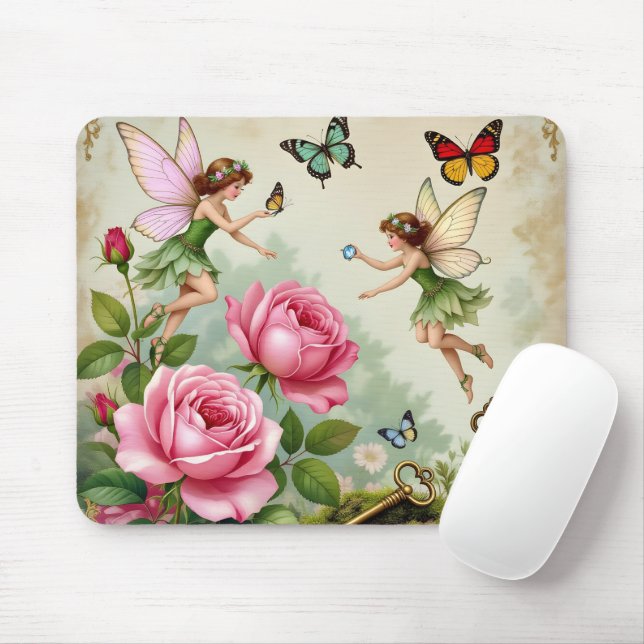Verzauberter Blumenfeeengarten Mousepad (Mit Mouse)