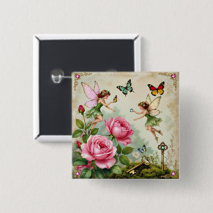 Verzauberter Blumenzauberfeengarten Button